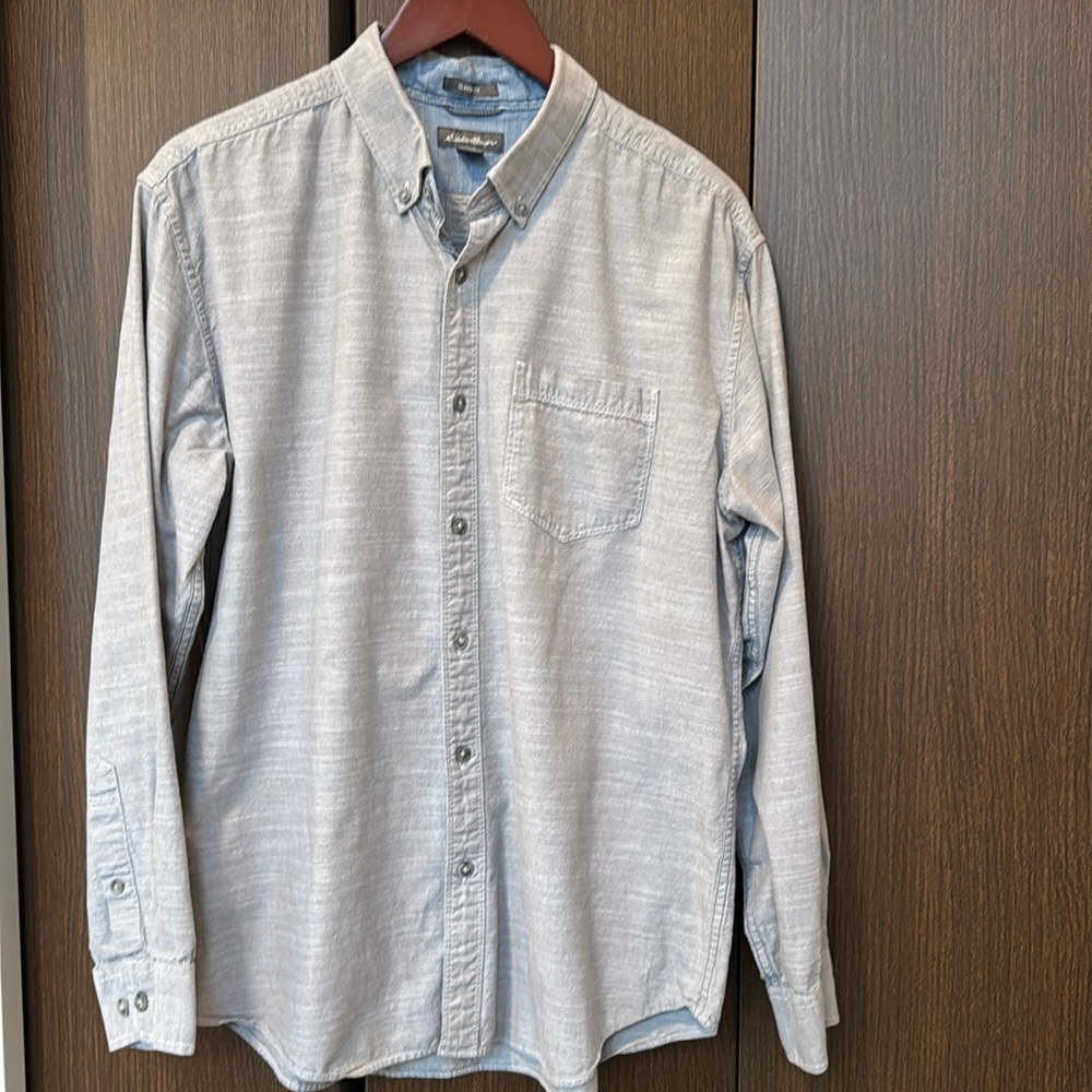 Eddie Bauer long sleeve classic fit shirt large gray